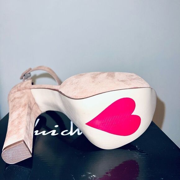 NWT Luichiny Suede Peep Toe Platforms - Picture 5 of 6